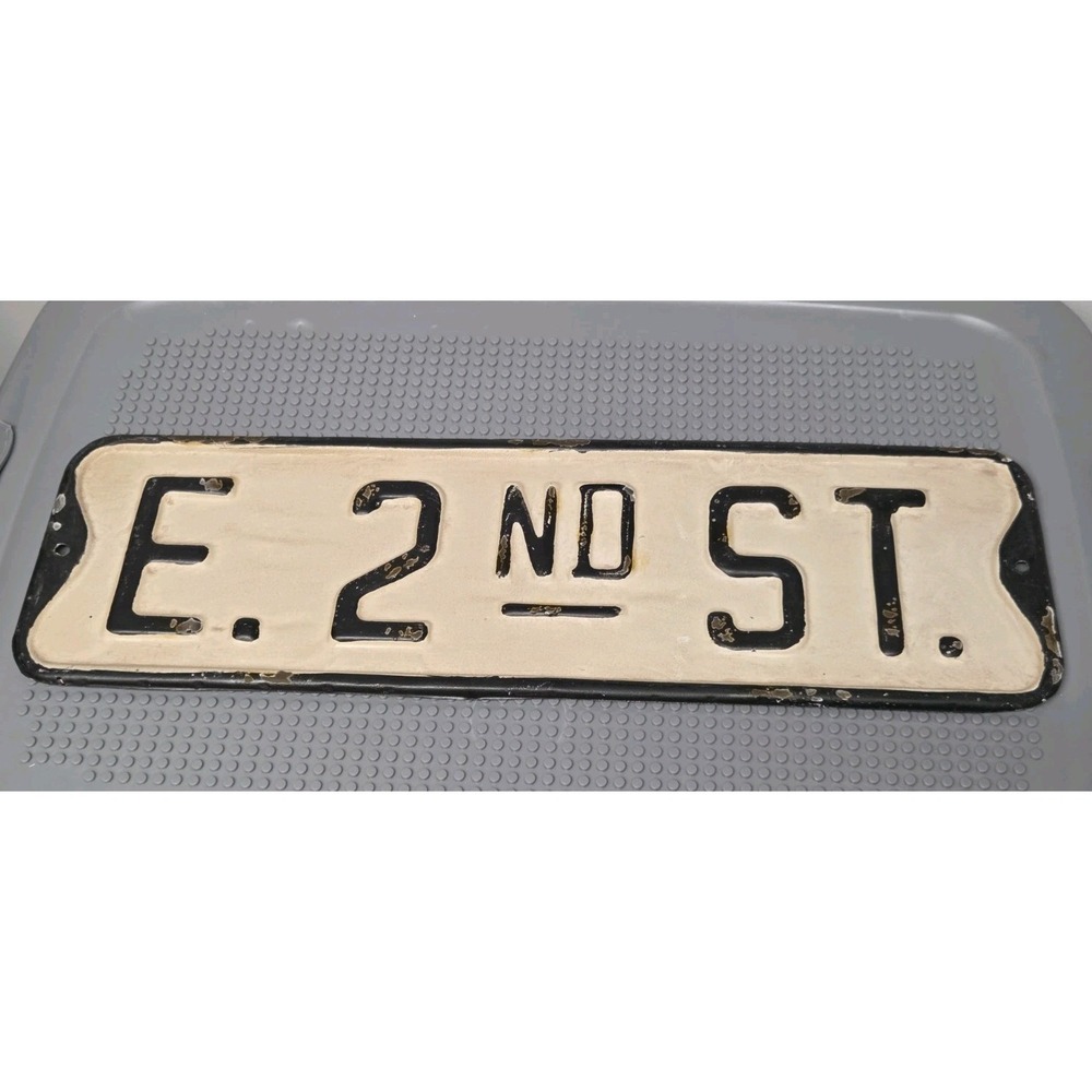 Farmhouse "E. 2ND‎ ST." Metal Decorative Street Sign Shabby Sheek